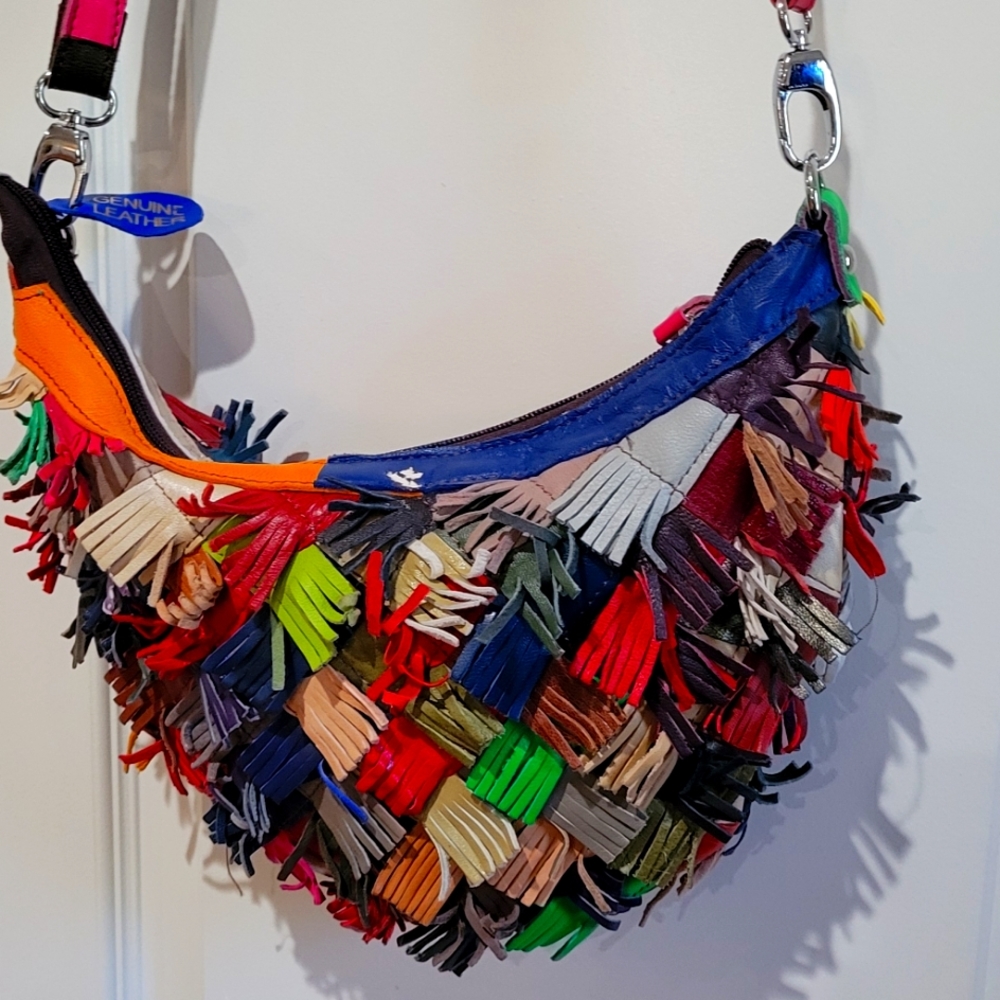Charmes multicolor fringe handbag